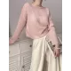 Gentle Mohair Knitted Loose Long Sleeves Solid Color Thin Sweater Tops