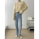 Gentle Mohair Knitted Loose Long Sleeves Solid Color Thin Sweater Tops