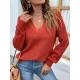 Stylish Loose Solid Color V-Neck Sweater Tops