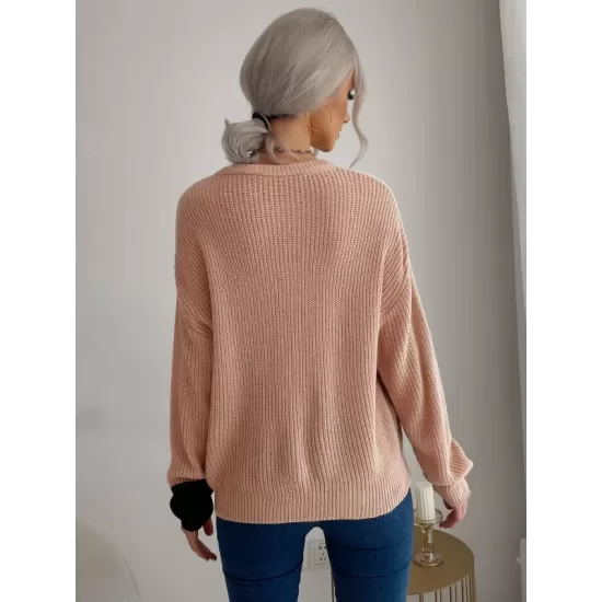 Casual Loose Patchwork Sweater Top