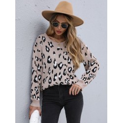 Casual Loose Leopard Round-Neck Sweater Top