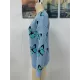 Original Long Sleeves Loose Butterfly Print Contrast Color Round-Neck Sweater Tops