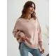 Casual Long Sleeves Loose Split-Side Solid Color Round-Neck Sweater Tops