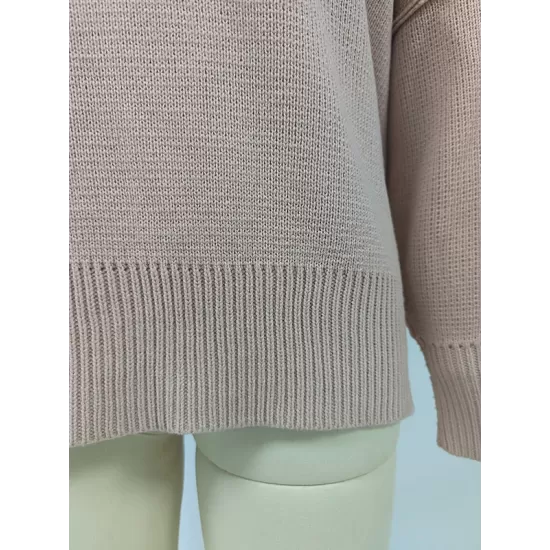 Casual Long Sleeves Loose Split-Side Solid Color Round-Neck Sweater Tops