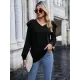 Casual Loose Solid Color V-Neck Shirts Top