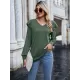 Casual Loose Solid Color V-Neck Shirts Top