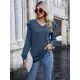 Casual Loose Solid Color V-Neck Shirts Top