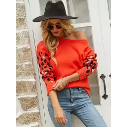 Casual Loose Leopard Patchwork Sweater Top