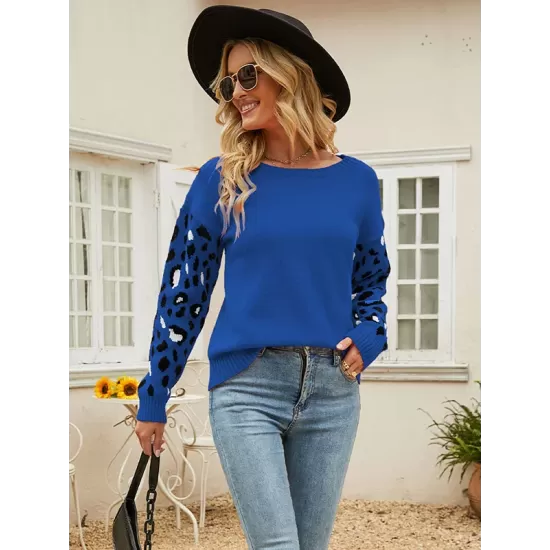 Casual Loose Leopard Patchwork Sweater Top