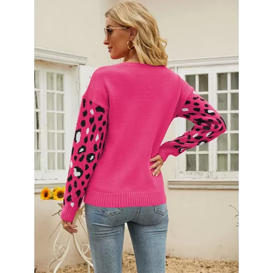 Casual Loose Leopard Patchwork Sweater Top