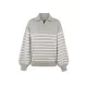 Casual Long Sleeves Loose Striped Lapel Collar Sweater Tops