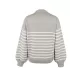 Casual Long Sleeves Loose Striped Lapel Collar Sweater Tops