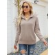 Stylish Loose Solid Color& Contrast Color Striped Lapel Collar Sweater Tops