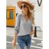 Casual Long Sleeves Solid Color V-Neck Sweater Tops