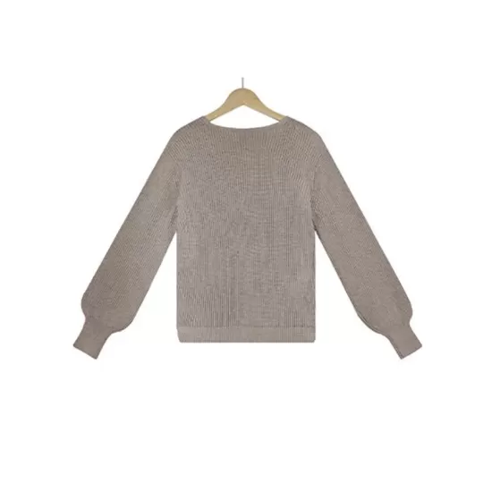 Casual Long Sleeves Solid Color V-Neck Sweater Tops