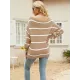 Long Sleeves Striped Off-The-Shoulder Sweater Tops