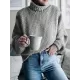 Casual Long Sleeves Solid Color High-Neck Sweater Tops