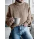 Casual Long Sleeves Solid Color High-Neck Sweater Tops