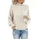 Casual Long Sleeves Solid Color High-Neck Sweater Tops