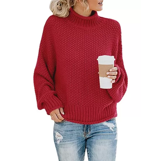 Casual Long Sleeves Solid Color High-Neck Sweater Tops