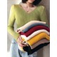 Casual Skinny Long Sleeves Solid Color V-Neck Pullovers