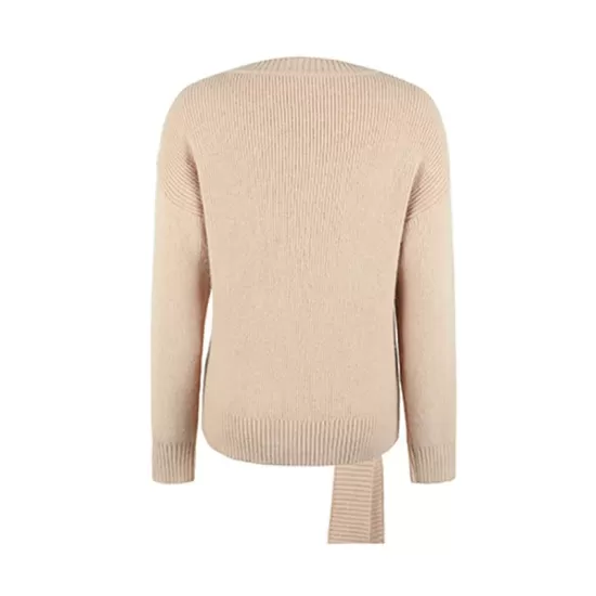 Casual Loose Long Sleeves Tied Solid Color Off-The-Shoulder Sweater Tops