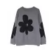 Casual Long Sleeves Loose Contrast Color Jacquard Round-Neck Pullovers