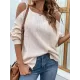 Long Sleeves Split-Side Solid Color Off-The-Shoulder Sweater Tops