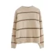 Casual Loose Long Sleeves Striped Round-Neck Sweater Tops