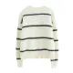 Casual Loose Long Sleeves Striped Round-Neck Sweater Tops