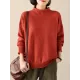 Casual Loose Long Sleeves Solid Color High-Neck Sweater Tops