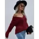 Casual Loose Solid Color V-Neck Sweater Tops