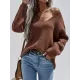 Casual Loose Solid Color V-Neck Sweater Tops