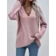 Casual Loose Solid Color V-Neck Sweater Tops