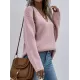 Casual Loose Solid Color V-Neck Sweater Tops