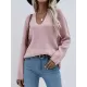 Casual Loose Solid Color V-Neck Sweater Tops