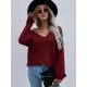 Casual Loose Solid Color V-Neck Sweater Tops