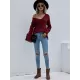 Casual Loose Solid Color V-Neck Sweater Tops