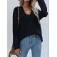 Casual Loose Solid Color V-Neck Sweater Tops