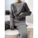 Urban Loose Solid Round-Neck Split-Side Sweater& Wide Leg Pants Suits