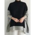 Split-Joint Split-Side Striped Batwing Sleeves Loose High Neck Sweater