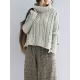 Cable- Knit High-neck Solid Loose Sweater