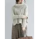 Cable- Knit High-neck Solid Loose Sweater