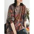 Ethnic Style Round Neck Print Sweater