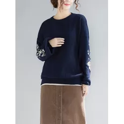 Original Embroidere Round-Neck Knitting Sweater