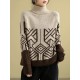 Original Print High-Neck Knitting Sweater