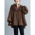 Stylish Knitting Split-Joint Puff Sleeve Shirt Pullover Top