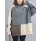 Stylish Split-Joint High-Neck Knitting Sweater