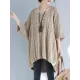 Vintage Loose Solid Color Round-Neck Batwing Half Sleeves Knitting Sweater