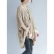 Vintage Loose Solid Color Round-Neck Batwing Half Sleeves Knitting Sweater